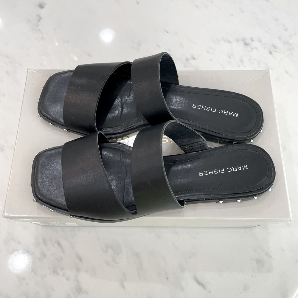 Marc Fisher Black Studded Sandals 7.5